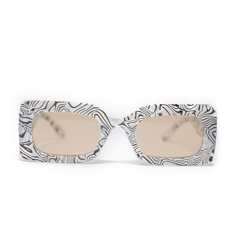 Marbled Elongated Rectangle Sunglasses (Final Sale)