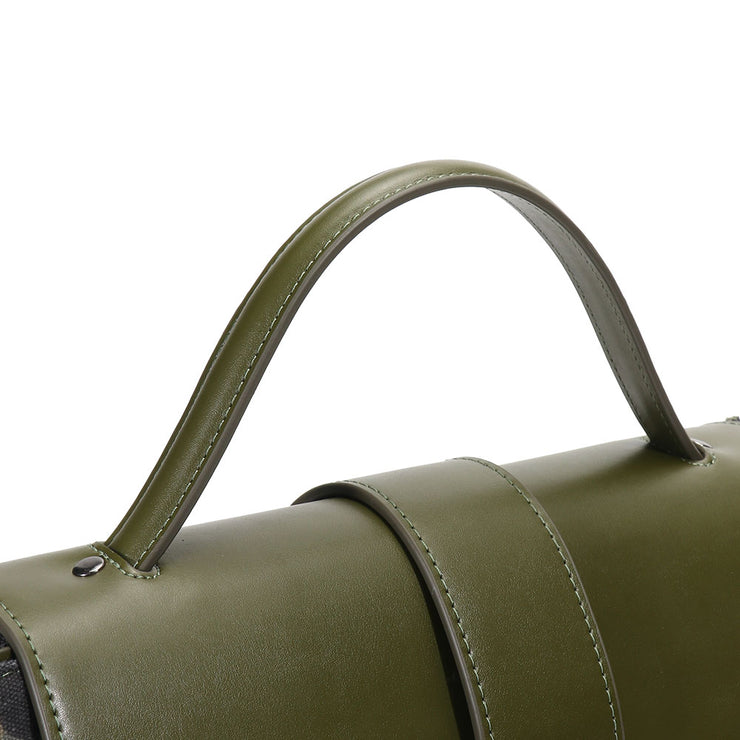 Top Handle Leather Canvas Cargo Tote