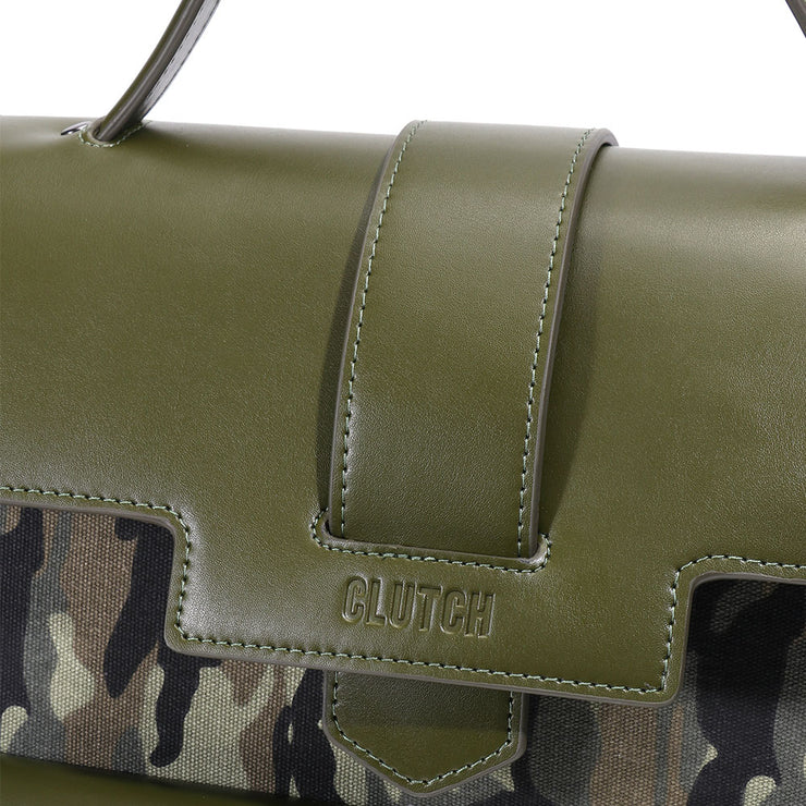 Top Handle Leather Canvas Cargo Tote
