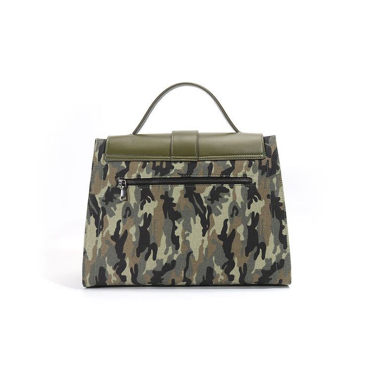 Top Handle Leather Canvas Cargo Tote